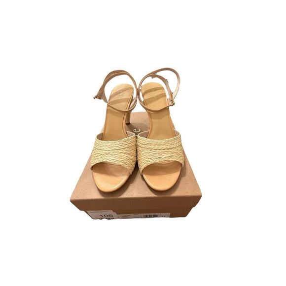 Joie Women's Natural Tan Leather Calan Raffia Ankle Strap Heel Sandals Size 11 - Picture 5 of 9